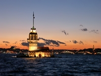 Istanbul Maidens Tower Night View